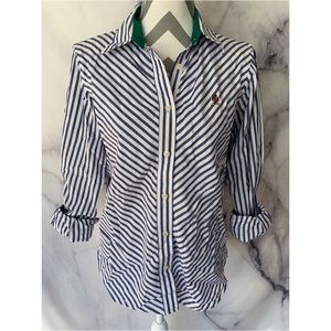 Tommy Hilfiger Tie Up Shirt Top Stripe Vintage
